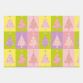 Kute roze kerstbomen inpakpapier vel (Voorkant)