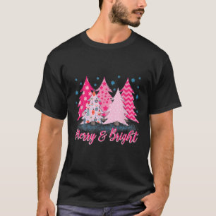 Kute roze kerstboom, Merry en Bright mas CD's T-shirt