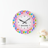 Kute roze Leaf Print Grote Klok (Huis)