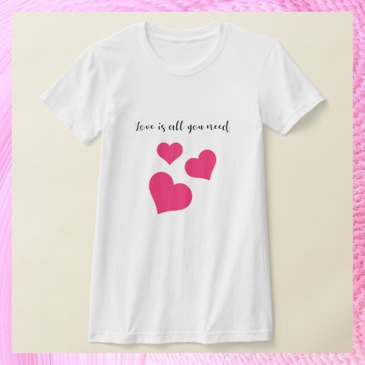 Kute roze liefde en harten t-shirt