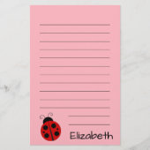 Kute roze met zwarte tekst en ladybug briefpapier (Voorkant)