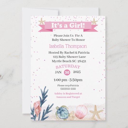 Kute roze onder de uitnodiging tot het Zee (Voorkant)