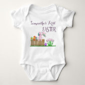 Kute roze Paarse paasmakerij eerste Baby Romper (Voorkant)