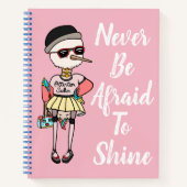 Kute roze Quirky Bird met Inspirerend Quote Notitieboek (Voorkant)