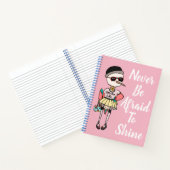 Kute roze Quirky Bird met Inspirerend Quote Notitieboek (Binnen)