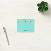 Kute roze rode harten op string gepersonaliseerd post-it® notes (Kantoor)