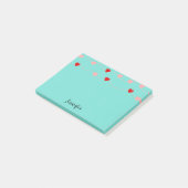 Kute roze rode harten op string gepersonaliseerd post-it® notes (Schuin)