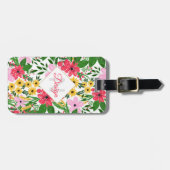 Kute roze roodroze lentekort met handschildervormi bagagelabel (Voorkant horizontaal)