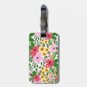 Kute roze roodroze lentekort met handschildervormi bagagelabel (Achterkant verticaal)