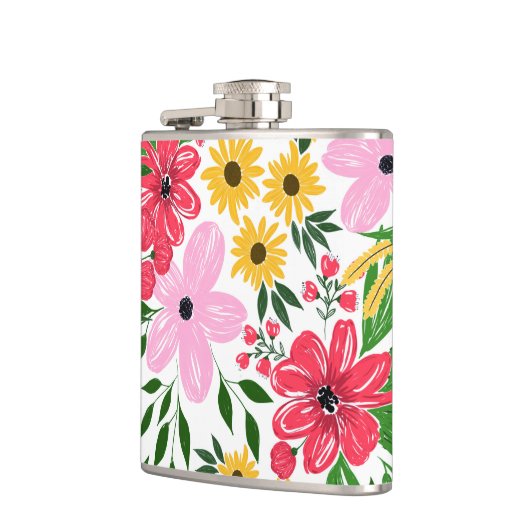 Kute roze roodroze lentekort met handschildervormi heupfles (Links)