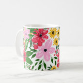 Kute roze roodroze lentekort met handschildervormi koffiemok (Voorkant links)