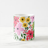 Kute roze roodroze lentekort met handschildervormi koffiemok (Center)