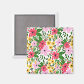 Kute roze roodroze lentekort met handschildervormi magneet (Voorkant / Achterkant)