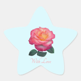 Kute roze roze met Sticker van de liefde