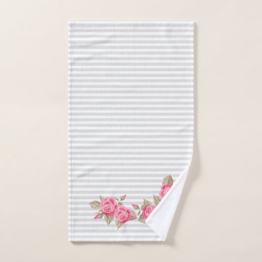 Kute roze roze roze roze witte en grijze strepen bad handdoek (Handdoek)