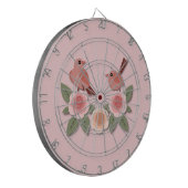 Kute roze Tortelduifjes en bloeiende Rozen Dartbord (Voorkant Links)