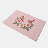 Kute roze Tortelduifjes en bloeiende Rozen Deurmat (Schuin)