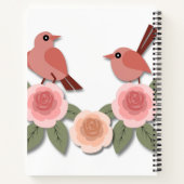 Kute roze Tortelduifjes en bloeiende Rozen Notitieboek (Achterkant)