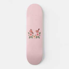 Kute roze Tortelduifjes en bloeiende Rozen Persoonlijk Skateboard