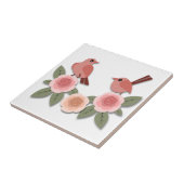 Kute roze Tortelduifjes en bloeiende Rozen Tegeltje (Zijkant)