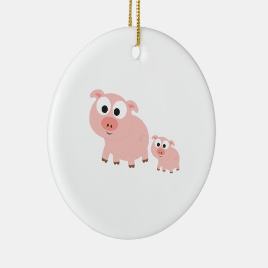 Kute roze varkens keramisch ornament (Rechts)