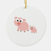 Kute roze varkens keramisch ornament (Voorkant)
