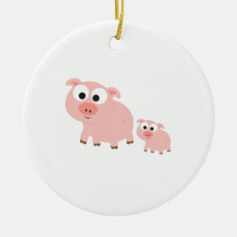 Kute roze varkens keramisch ornament