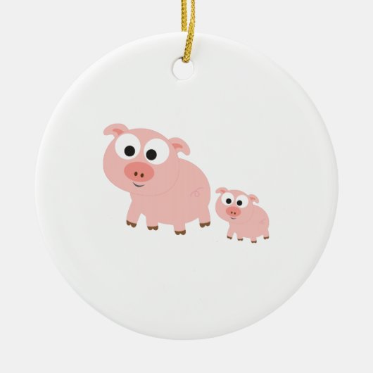 Kute roze varkens keramisch ornament (Voorkant)