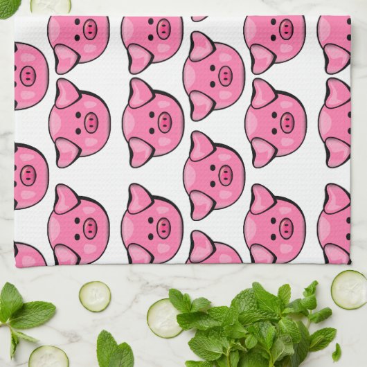 Kute roze varkens theedoek (Gevouwen)