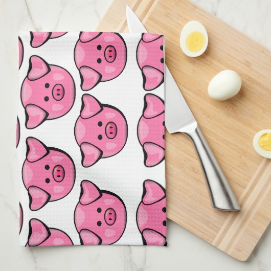 Kute roze varkens theedoek (Quarter Fold)