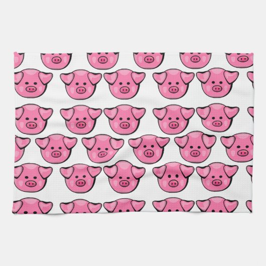 Kute roze varkens theedoek (Horizontaal)