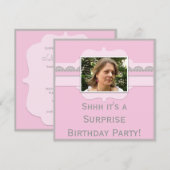 Kute roze verrassingsfeestdag Voeg je foto toe Kaart (Voorkant / Achterkant)