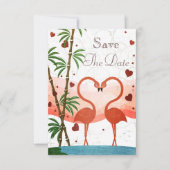 Kute roze vlamingos sparen de Datum Save The Date (Voorkant)