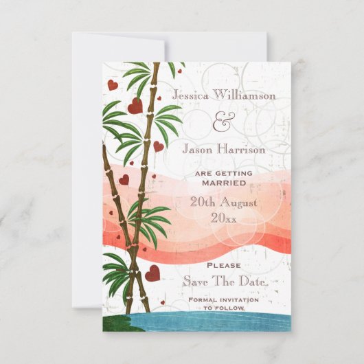 Kute roze vlamingos sparen de Datum Save The Date (Achterkant)