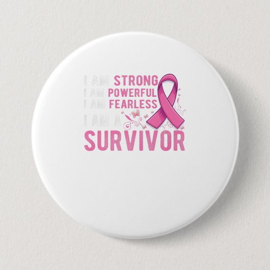 Kute roze vlinder ter ondersteuning van borstkanke ronde button 7,6 cm (Voorkant)