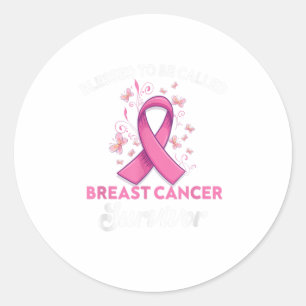 Kute roze vlinder ter ondersteuning van borstkanke ronde sticker