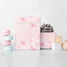 Kute roze vlinderbloempapier cadeaupapier