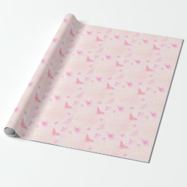 Kute roze vlinderbloempapier cadeaupapier