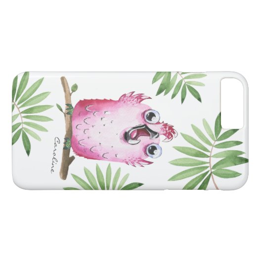 Kute roze vogel met Jouw naam Case-Mate iPhone Case (Achterkant (Horizontaal))