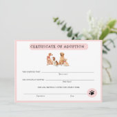 Kute roze & White Puppy Adoption Certificate (Staand voorkant)