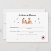 Kute roze & White Puppy Adoption Certificate (Voorkant)