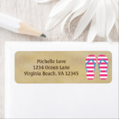 Kute roze Witte Teenslippers op Zand Beach Adres Etiket (Insitu)