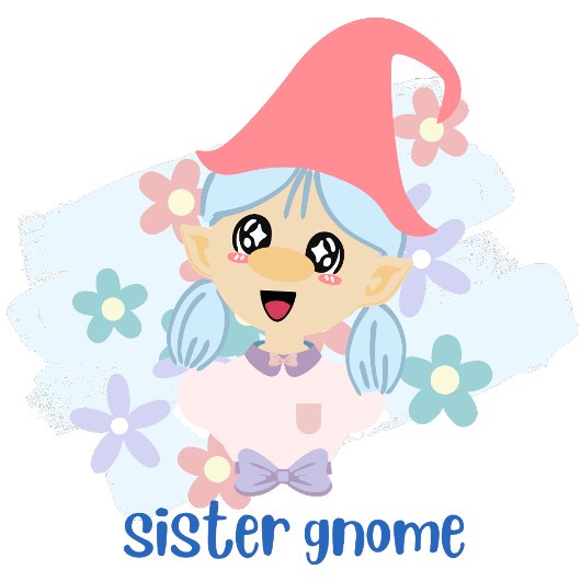 Kute roze zuster Gnome Text Quote met Afbeelding Kinder Shirts