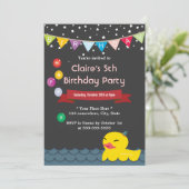 Kute Rubber Duck Sterrennacht Birthday Invitations Kaart (Staand voorkant)