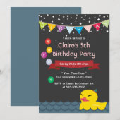 Kute Rubber Duck Sterrennacht Birthday Invitations Kaart (Voorkant / Achterkant)