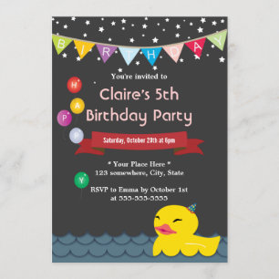 Kute Rubber Duck Sterrennacht Birthday Invitations Kaart