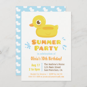 Kute Rubber Ducky Pool Float Summer Birthday Kaart