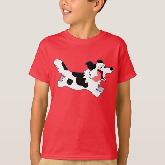 Kute Running Cartoon Border Collie Kinder T-Shirt (Voorkant)