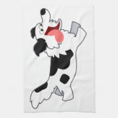 Kute Running Cartoon Border Collie Kitchen Towel Theedoek (Verticaal)