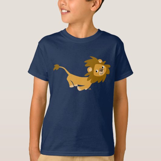 Kute Running Cartoon Lion Children T-Shirts (Voorkant)